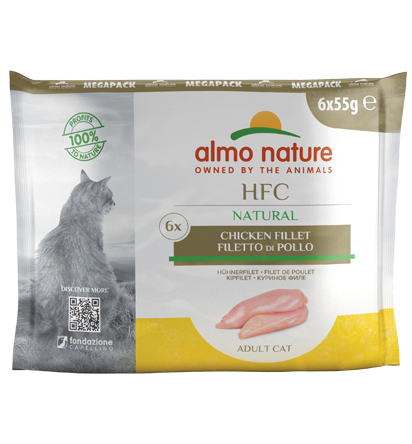 Almo Nature HFC pollo per gatto adulto 6x55g, confezione megapack con bustine monoporzione Almo Nature HFC pollo per gatto adulto 6x55g, confezione megapack con bustine monoporzione